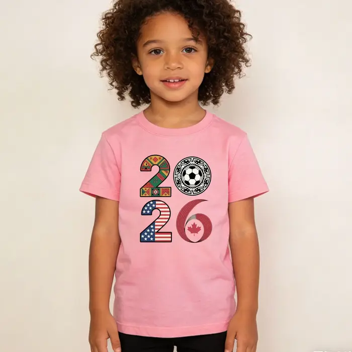 T-shirt graphique style football vintage international pour enfants, en coton à manches courtes, pou