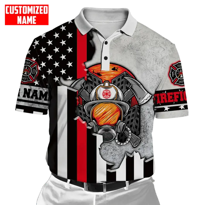 Nom personnalisé pompier 3D partout imprimé mode Polo hommes à manches courtes été T-shirt cadeau