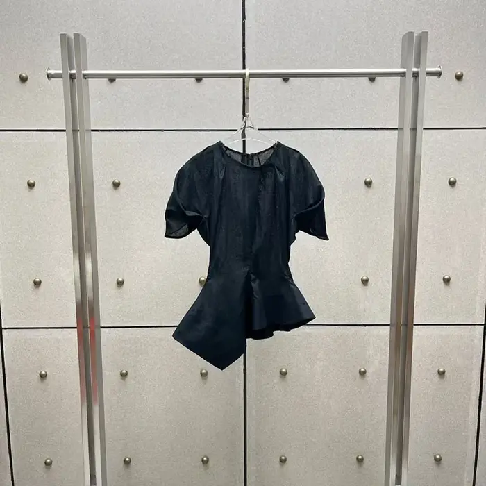 Haut asymétrique pour femme, T-shirt à col rond et manches courtes, Pull en coton et lin de haute qu