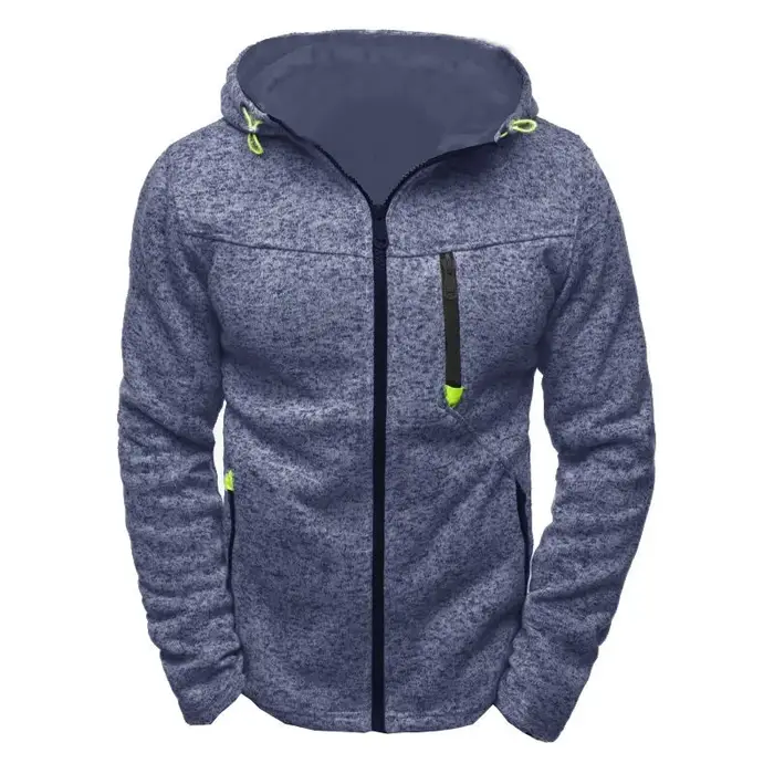 Sweat à capuche pour hommes avec poches latérales à glissière mince laine couleur unie survêtement d