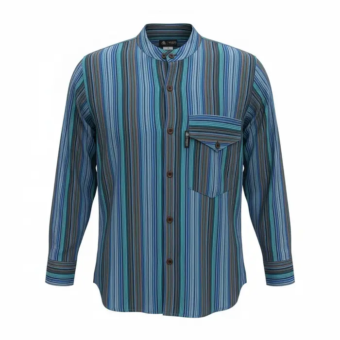 Nomad Sari Grandad Shirt - Turquoise - Large