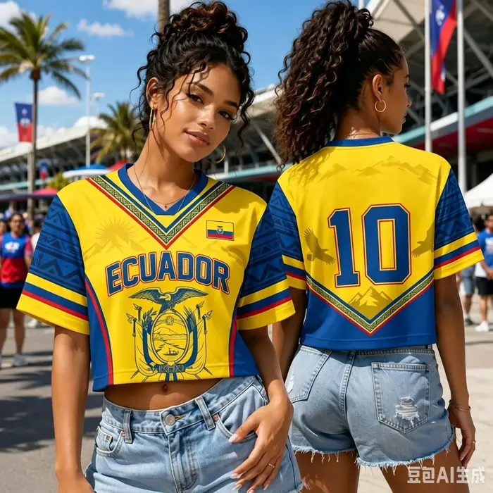 T-shirt court style jersey imprimé 3D aux couleurs du drapeau équatorien