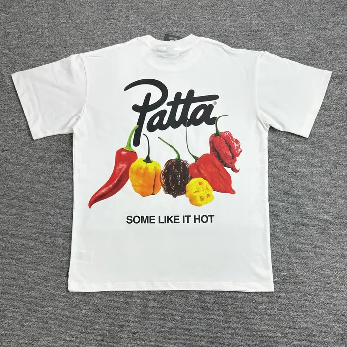 Patta T-shirt surdimensionné imprimé Chili pour hommes et femmes, noir et blanc