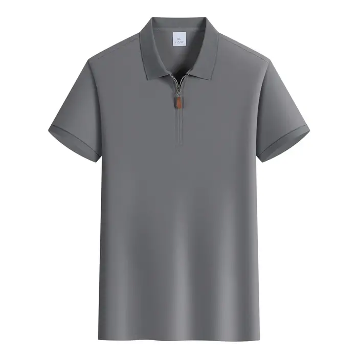 Polo décontracté léger à col zippé pour homme