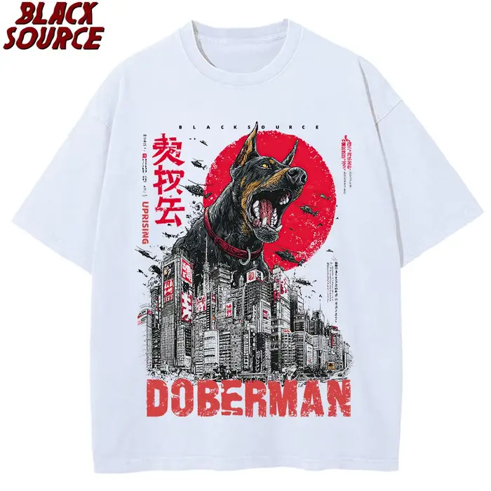 T252 drôle mignon Art japonais doberman graphique