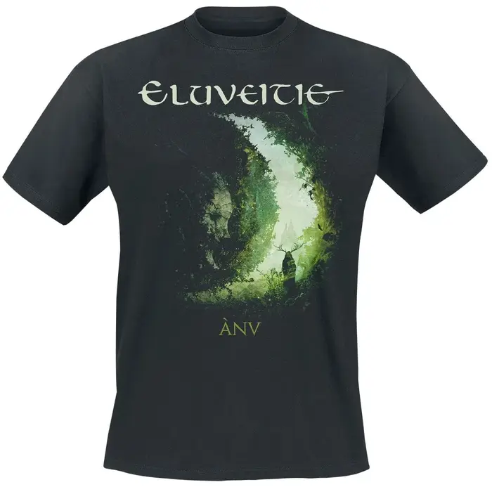 Eluveitie Raven Celtic Ornament Print T-shirt en coton noir pour hommes et femmes Folk Metal unisexe