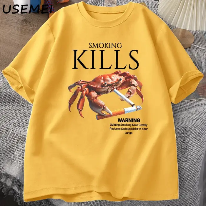 Fumer tue le crabe t-shirts désencré bizarre T-Shirt graphique