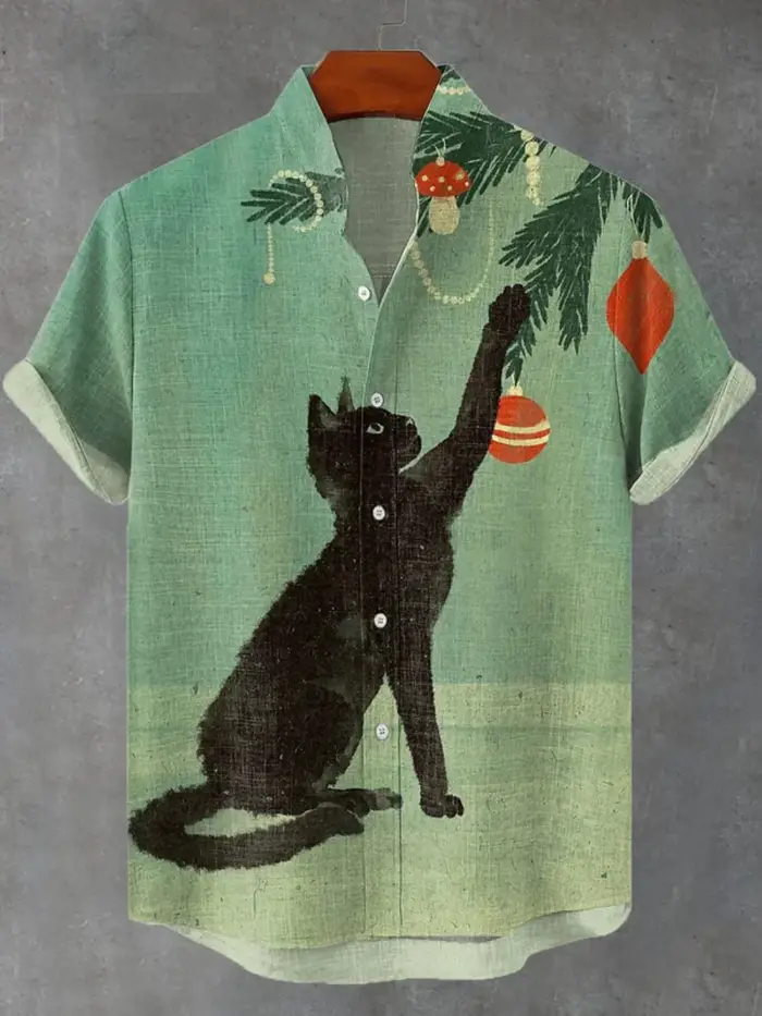 Chemise en lin à manches courtes pour hommes