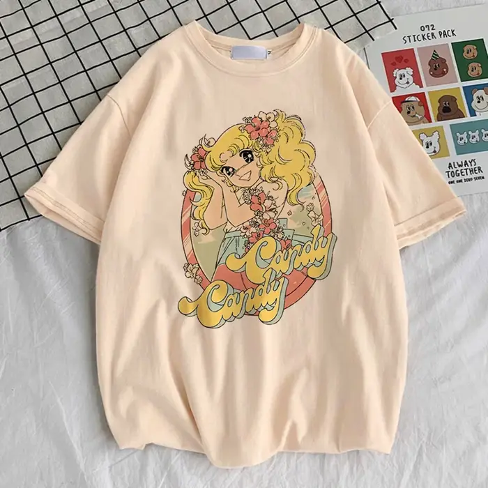 Candy Candy t-shirt fille Vintage kawaii à la mode graphique esthétique top t-shirts 2000s Pop Culture rétro esthétique Grunge Pastel