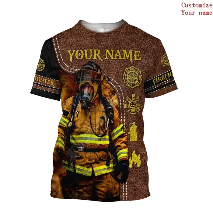 Personnaliser nom pompier 3D partout imprimé T-shirts femmes pour hommes été