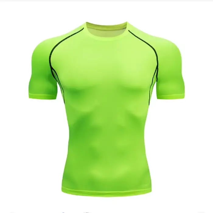 T-shirt de compression sportif pour homme 2026, couleur unie, respirant, séchage rapide, confortable
