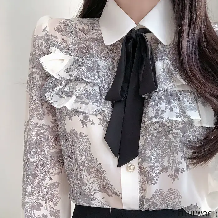 Femmes volants mignon noeud papillon hauts Style Preppy Vintage japonais corée Design bouton élégant formel blanc rose chemises Blouses