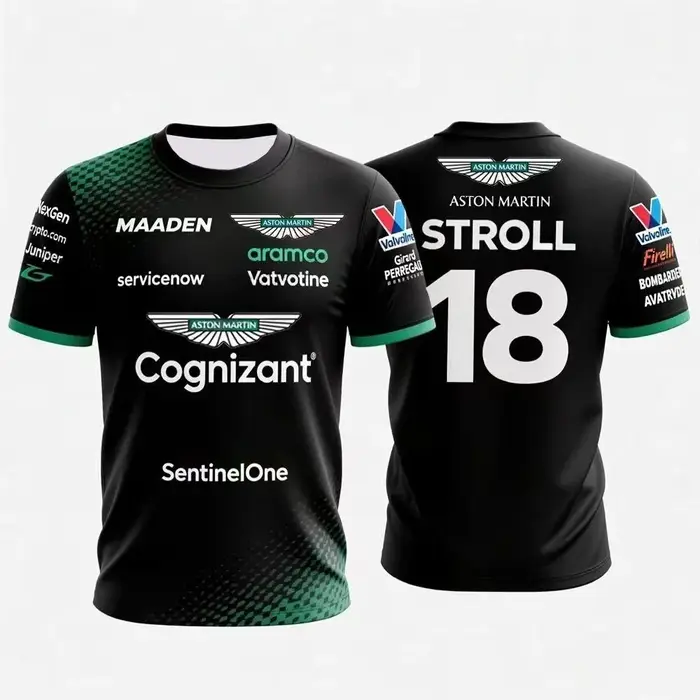 T-shirt Aston Martin pour homme, combinaison de course Fernando Alonso 14, T-shirt respirant, T-shirt à séchage rapide Vettel 5, T-shirt Stroll 18