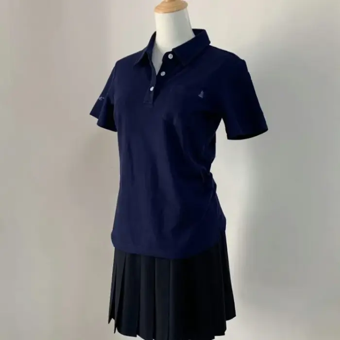 Deeptown basique broderie T-Shirts femmes à manches courtes col Polo Style japonais JK