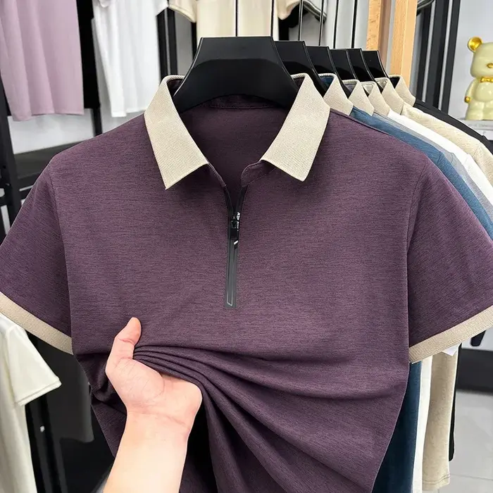 Polo à col zippé pour homme