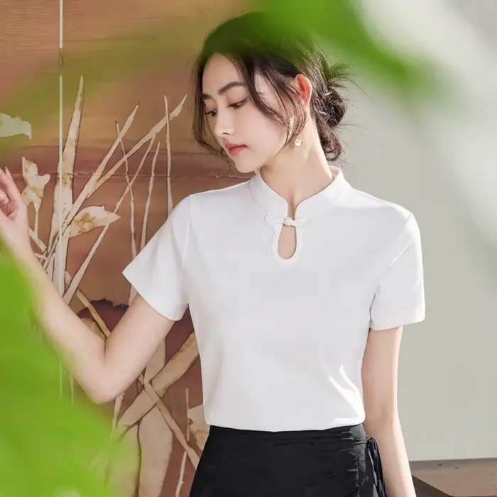 Nouveau T-shirt de style chinois pour femmes Été