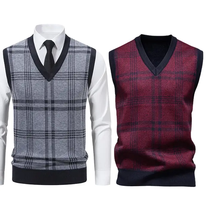 Gilet en tricot sans manches pour homme 2026 – Pull léger décontracté à col en V