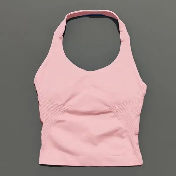 Débardeur de yoga pour femme, sans couture, dos ouvert, long, style halter, doux, respirant, offrant