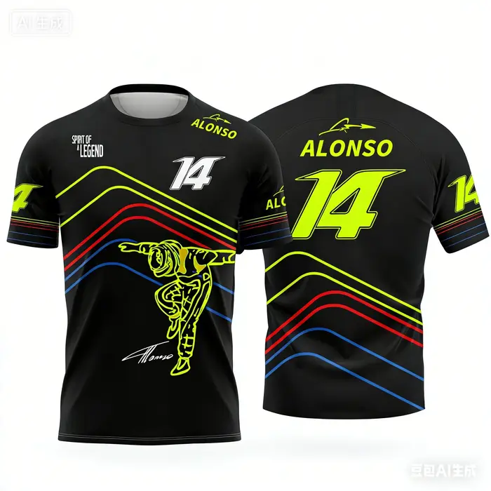 T-shirt à manches courtes sur le thème de la course Alonso n°14