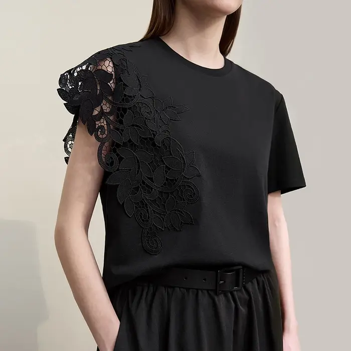 T-shirt Amii pour femme – Nouveauté été 2026 – Hauts à col rond en coton anti-humidité