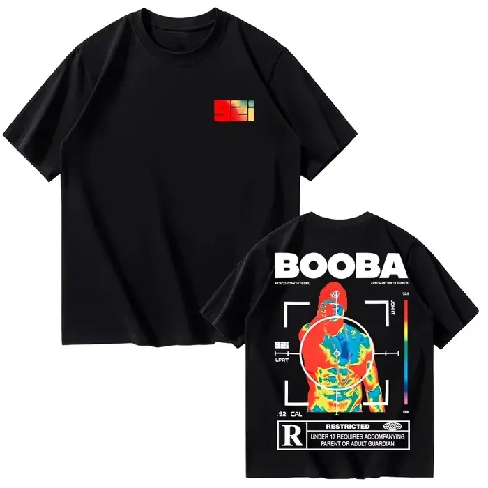 B2O T-shirts pour hommes et femmes, T-shirt à manches courtes en coton imprimé BOOBA, décontracté, S