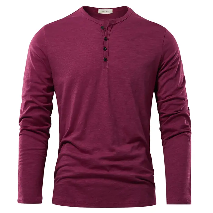 Henery cou à manches longues t-shirt pour hommes solide printemps décontracté hommes T-shirts de hau
