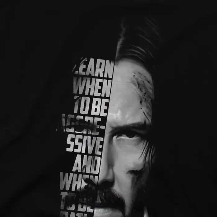 T-shirt noir et blanc John Wick pour hommes