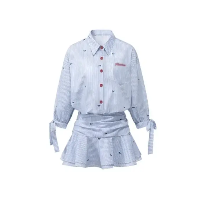 Nouvelle Robe Chemise Bleue Miu 2025 pour Femme, Style Collège, Printemps-Été, Esthétique, Taille Ci