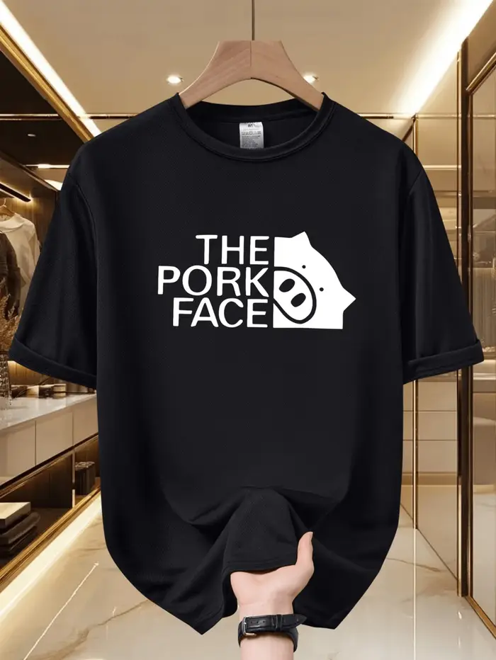 T-shirt pour homme, imprimé visage de cochon amusant
