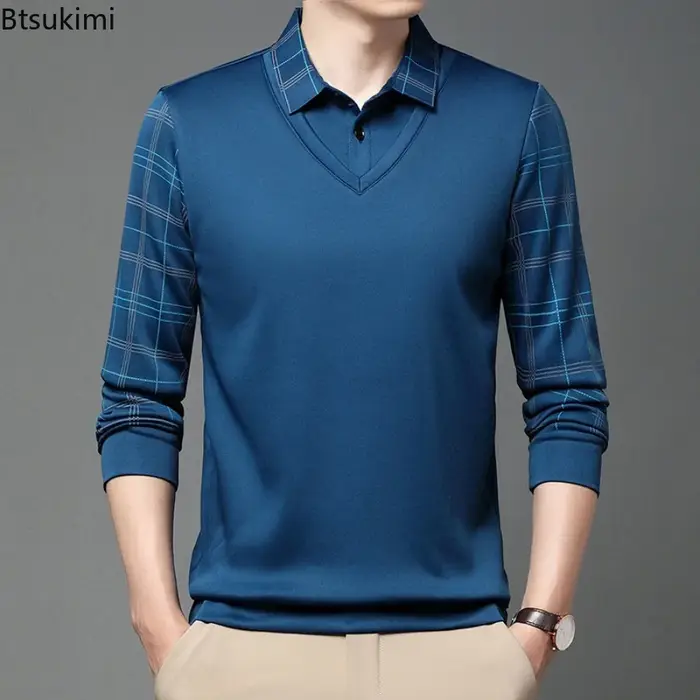 Nouveaux Polos Homme Printemps-Automne à Manches Longues