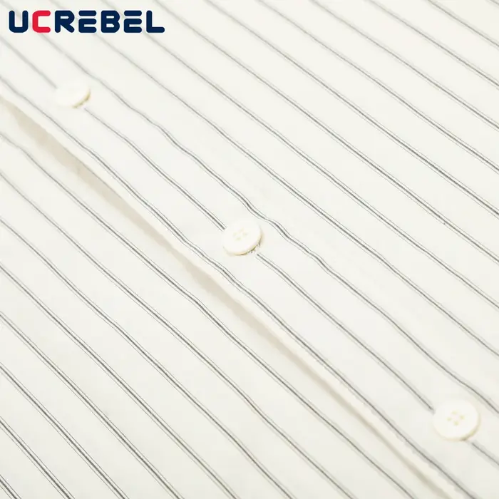 Lettre broderie rayé chemises à manches courtes hommes été haute rue simple boutonnage revers ample demi-manches