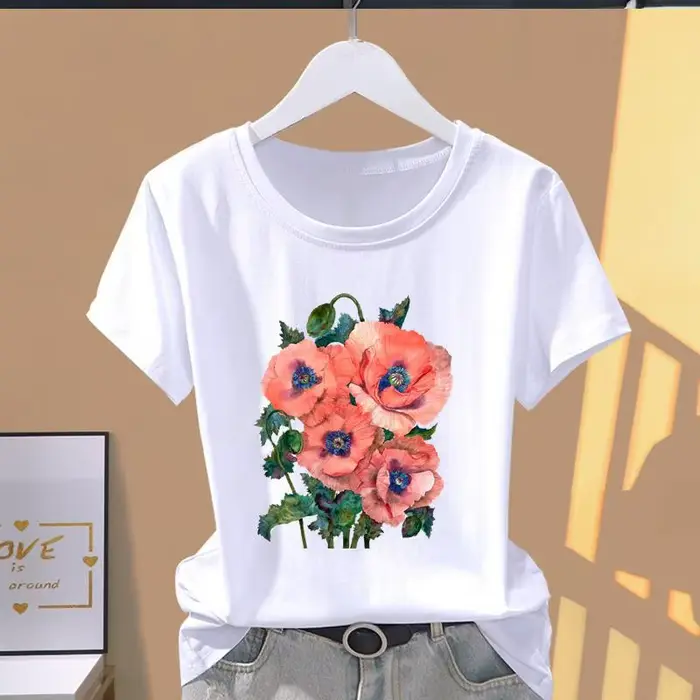 Nouveau T-shirt décontracté à manches courtes pour femme