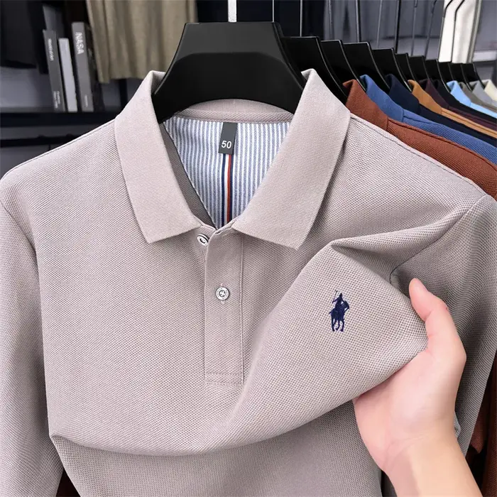 100% coton marque haut de gamme à manches longues polo shirt nouveau Paul Pony brodé luxe confortable hommes d'affaires