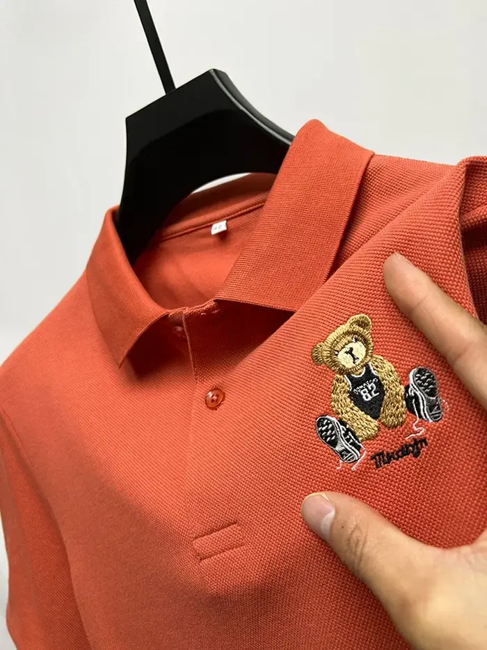 Polo brodé ours à revers pour hommes
