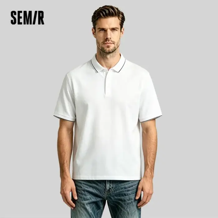 Semir refroidissement antibactérien Anti acariens Polo hommes affaires décontracté 2025 été nouveau bloc de couleur bureau banlieue haut
