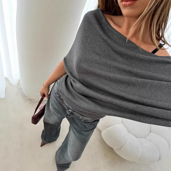 T-shirt sexy et tendance à épaules dénudées pour femme