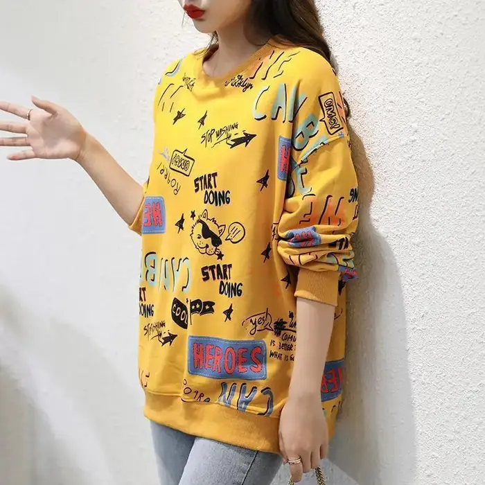 Vêtements mignon femme T-shirt haut jaune pour femmes graphique Kawaii