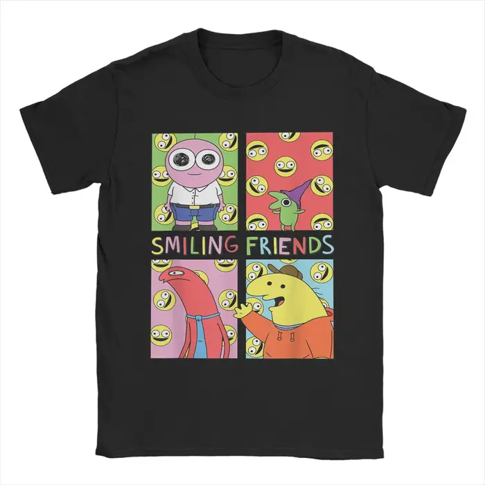 Smiling Friends Glep Flowers T-shirt en coton pour hommes