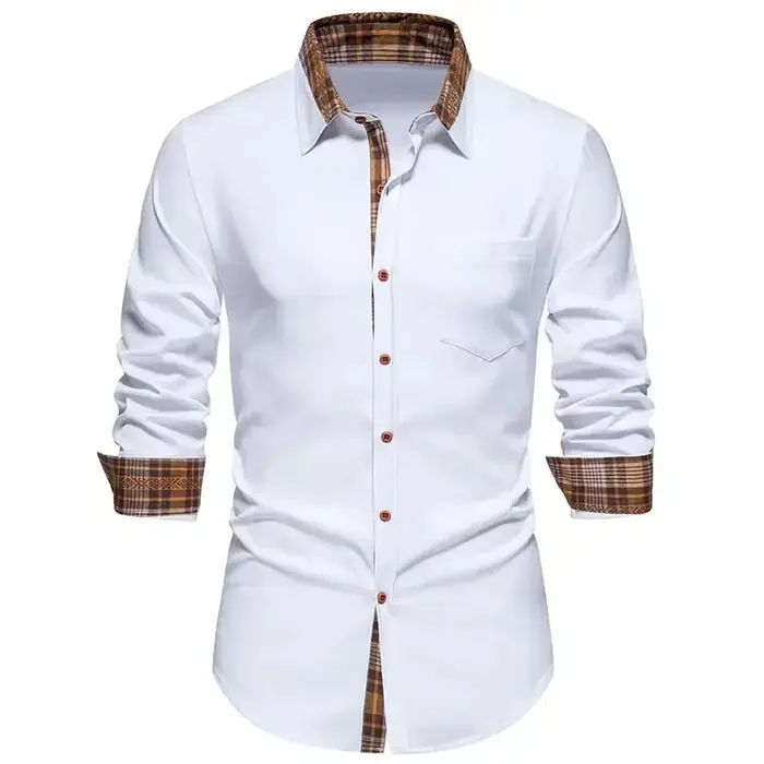 T-shirt à carreaux à manches longues pour hommes