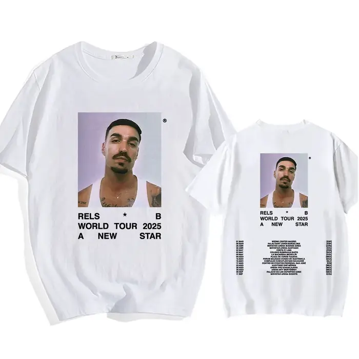 Un nouveau Star World Tour 2025 Rels B t-shirt Hip Hop unisexe Streetwear à manches courtes col rond
