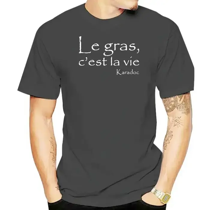 Hommes Kaamelott Karadoc Le Gras CEst La Vie noir t-shirt décontracté mode