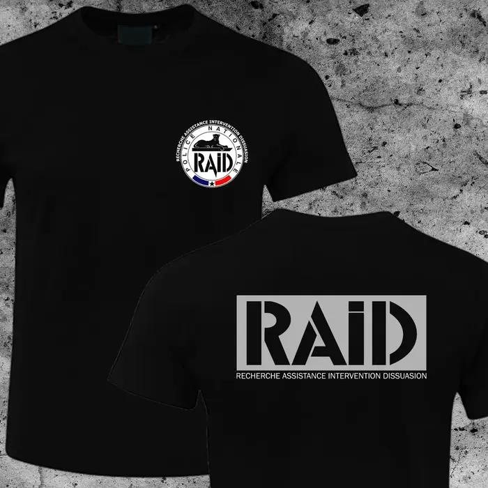 2025 nouvelle France Forces d'élite spéciales françaises GIGN Raid BRI hommes T-shirt pur coton été manches courtes t-shirts Camisetas Homme