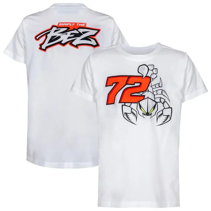 T-shirt graphique unisexe Y2K style streetwear Marco Bezzecchi 72, coupe oversize, 100 % coton, col 