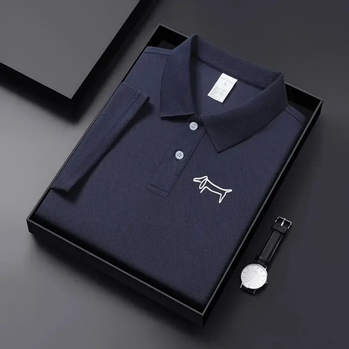 Nouveau T-shirt décontracté à col pour homme en tissu respirant de couleur unie, idéal pour le golf,