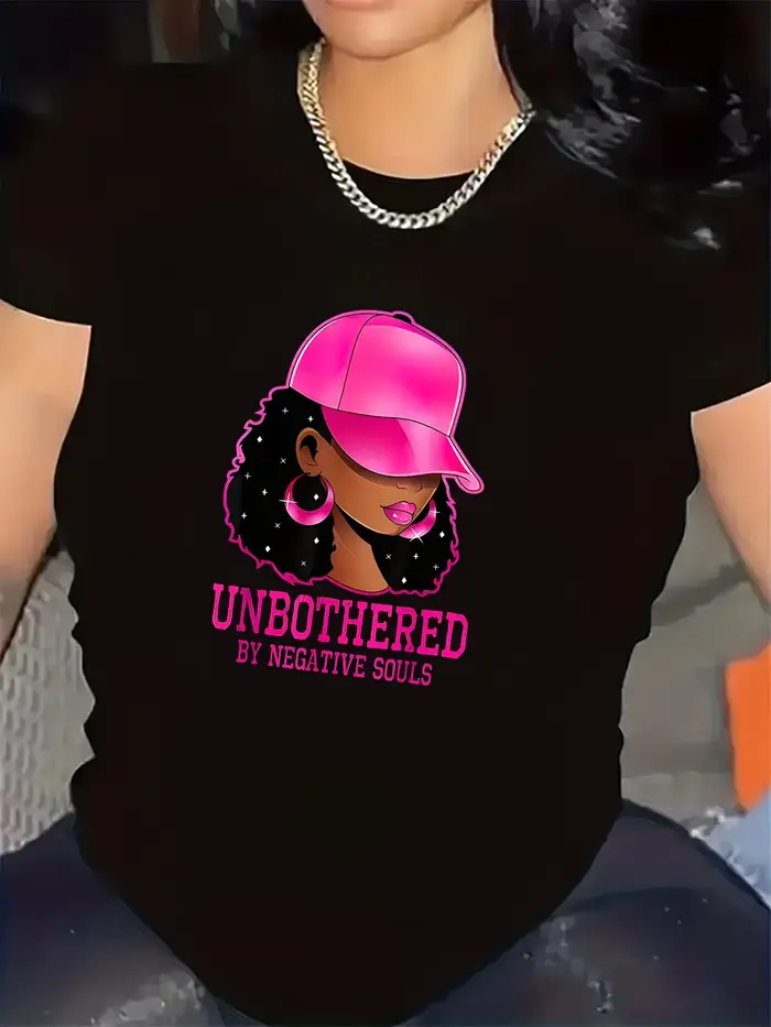 T-shirt pour femme, motif graphique décontracté pour un usage quotidien, tissu confortable, illustra