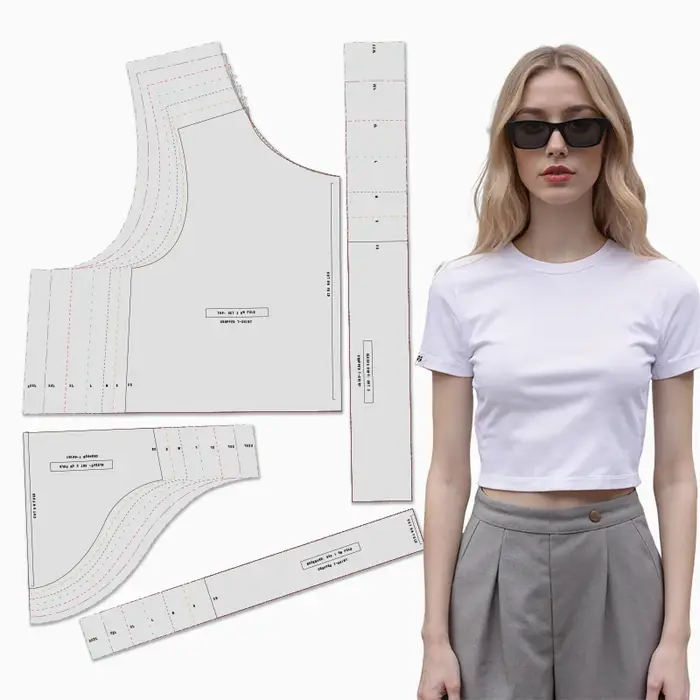 Motifs de couture pour T-shirt femme en 7 tailles (XS-XXXL), kit de couture pour débutant pour vêtem