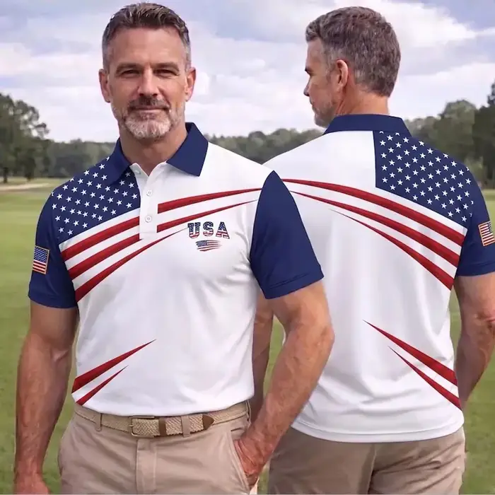 Polo pour homme patriotique USA 250e anniversaire