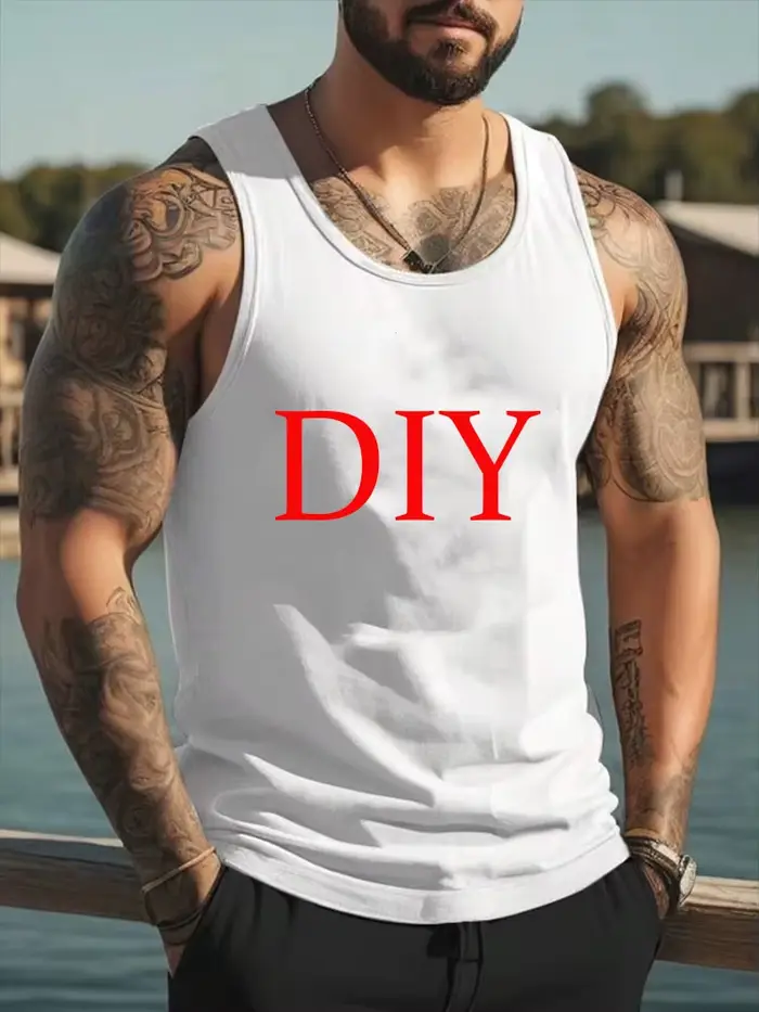 Débardeurs Personnalisables DIY avec Motif Imprimé en 3D pour Hommes et Femmes – Gilet de Sport Décontracté Oversize pour Fitness et Gym – T-shirt Sans Manches Style Harajuku – Vêtements Homme
