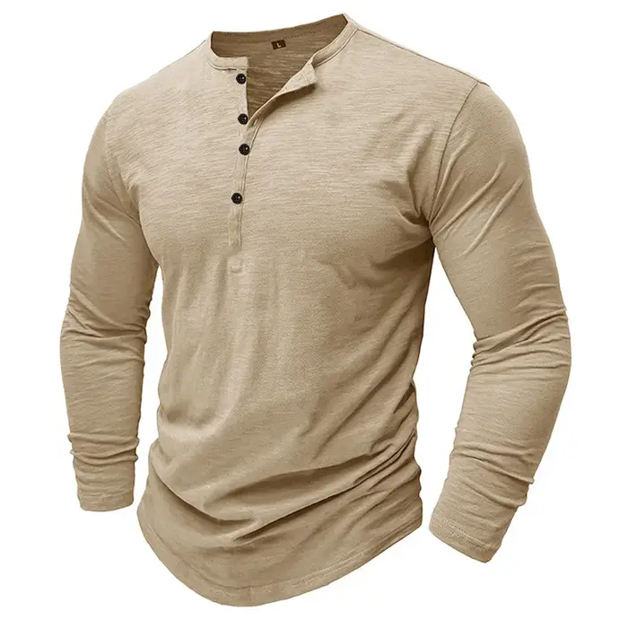 T-shirt à manches longues et col Henley pour hommes