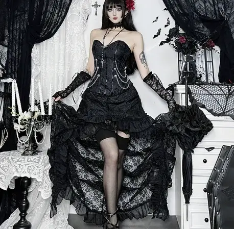 Nouveauté 2026 – Débardeur court vintage Y2K Dark Punk Grunge sans bretelles pour femme – Top bustie